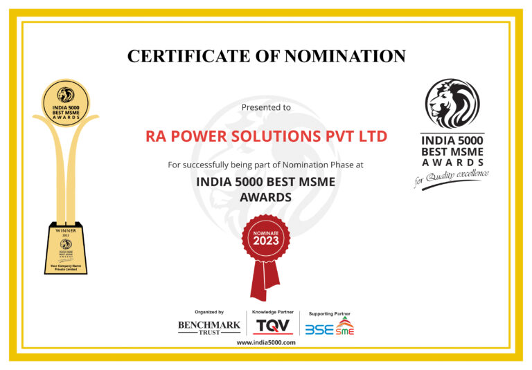 Certificate- R A Power Solutions