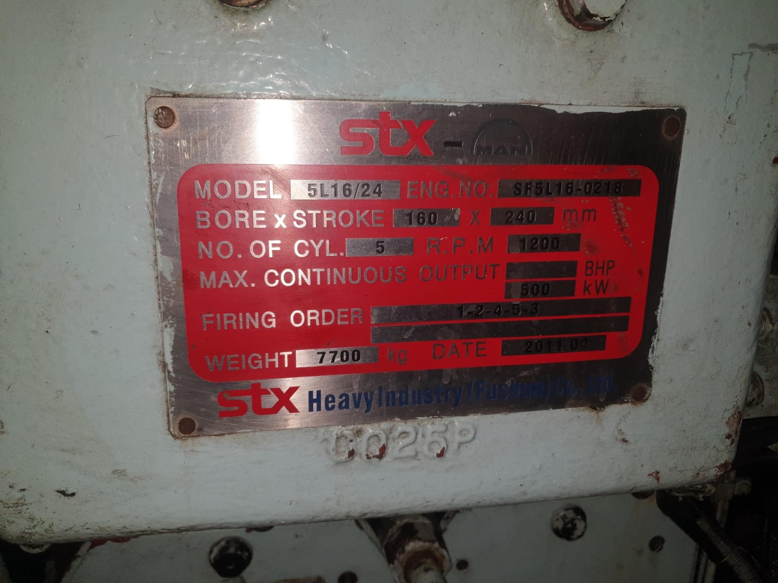 MAN B&W 5L 1624 Crankshaft Repair on Vessel Sri Lanka