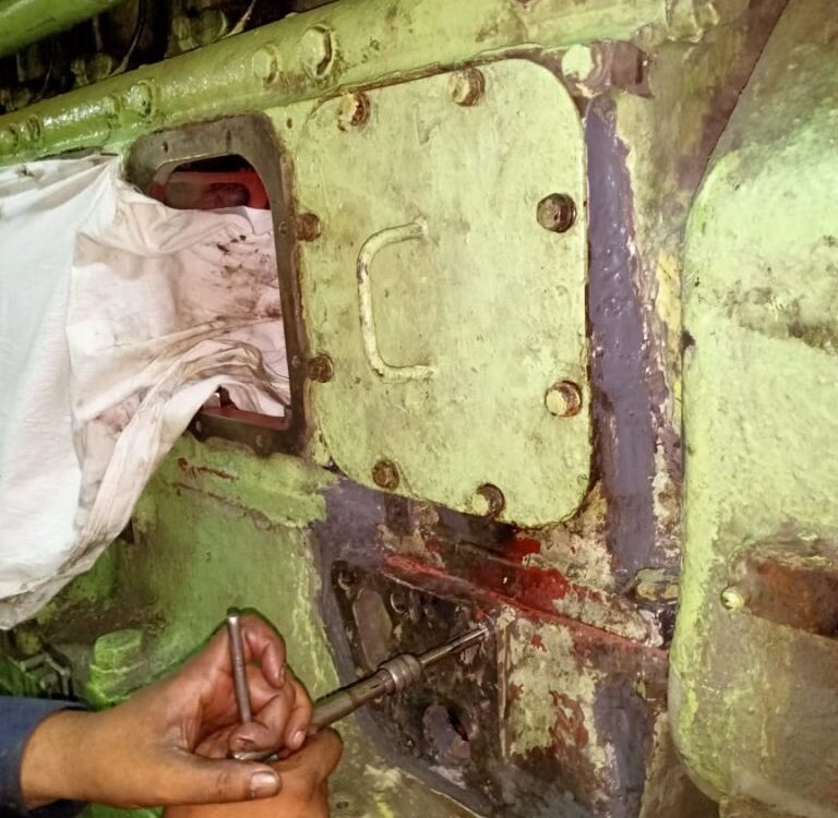 Damaged Engine Block Under Repair